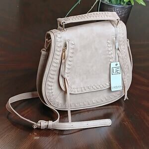 Urban Expressions Tan Crossbody Bag with Adjustable Strap and Vintage Design